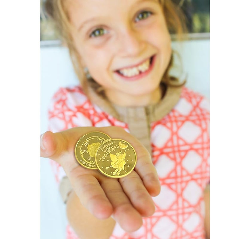NLR FUN NLR Tooth Fairy Coins [4 pcs] Tooth Fairy Golden Coins Experience for The Lost Tooth Kids - Image 5